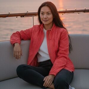 Chico’s Jacket Zenergy Amelia All-Over Eyelet Jacket